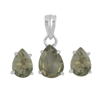 925 silver green amethyst jewelry set